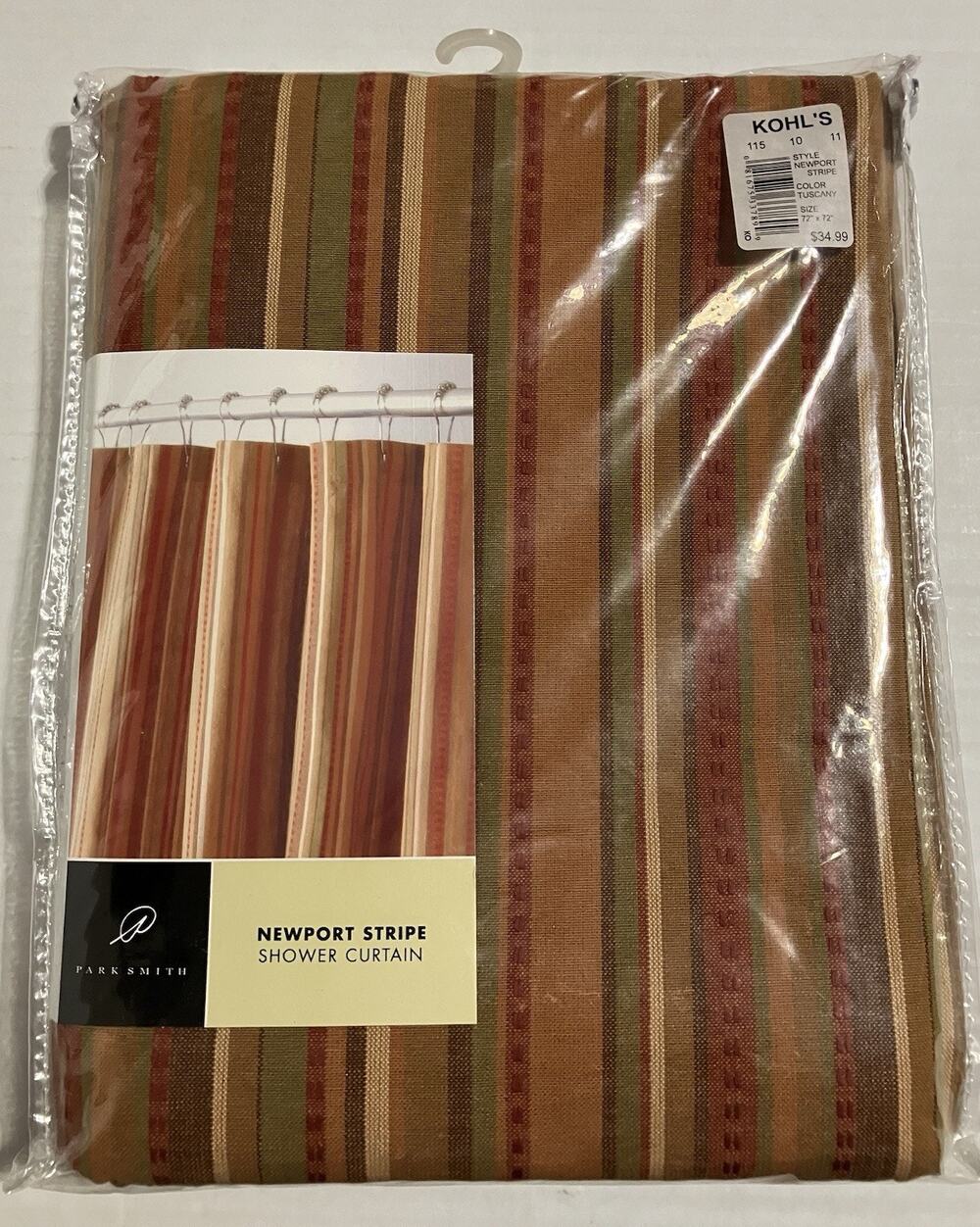 Park Smith Newport Stripe Shower Curtain Tuscany 100% Cotton 72X72 Made in India